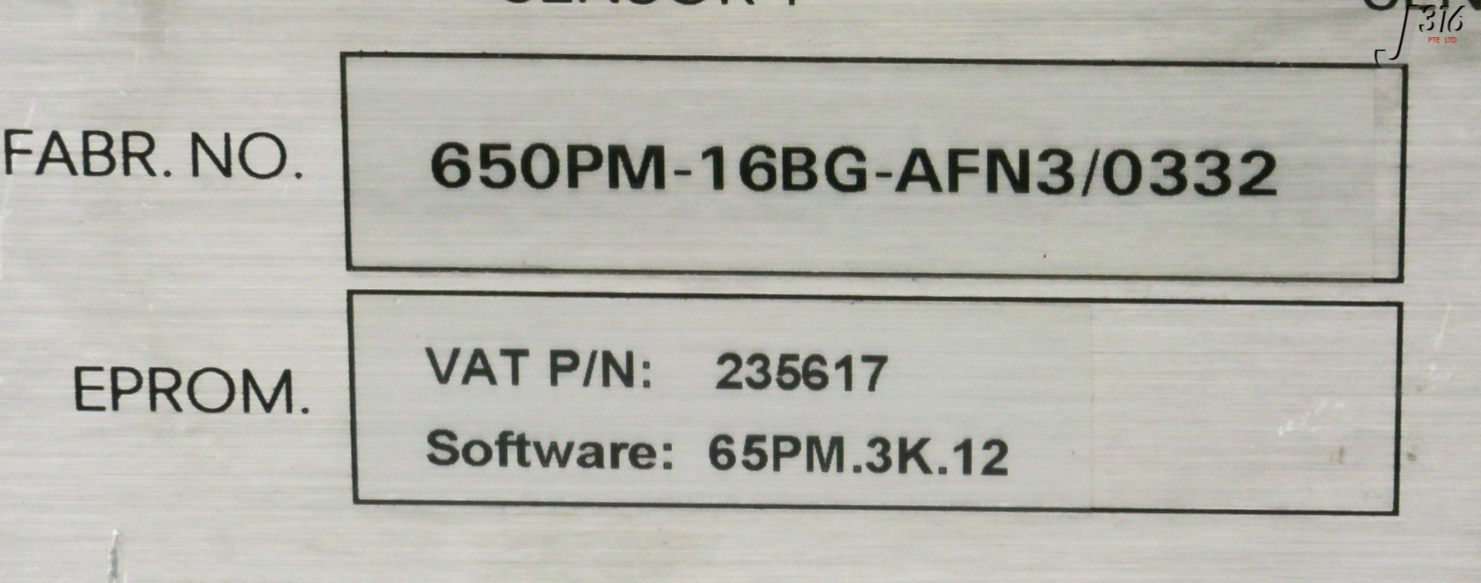 30089 VAT PM-7 ADAPTIVE PRESSURE CONTROLLER, 235617 650PM-16BG-AFN3